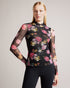 MALYEL-Tops-Versatile and eye-catching, the MALYEL top can be dressed up or down. Pair it with tailored trousers or a skirt for a sophisticated ensemble, or style it with jeans for a casual happy hour. Mesh top Glitched peony print Fitted silhouette Long sleeves High neck with gathered front Lined front Raw hem- Ted Baker Romania